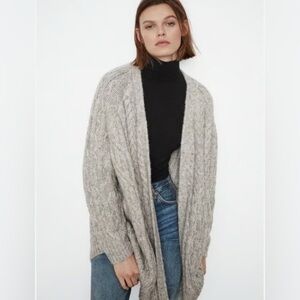 Zara Heather Gray Cable Knit Cardigan
